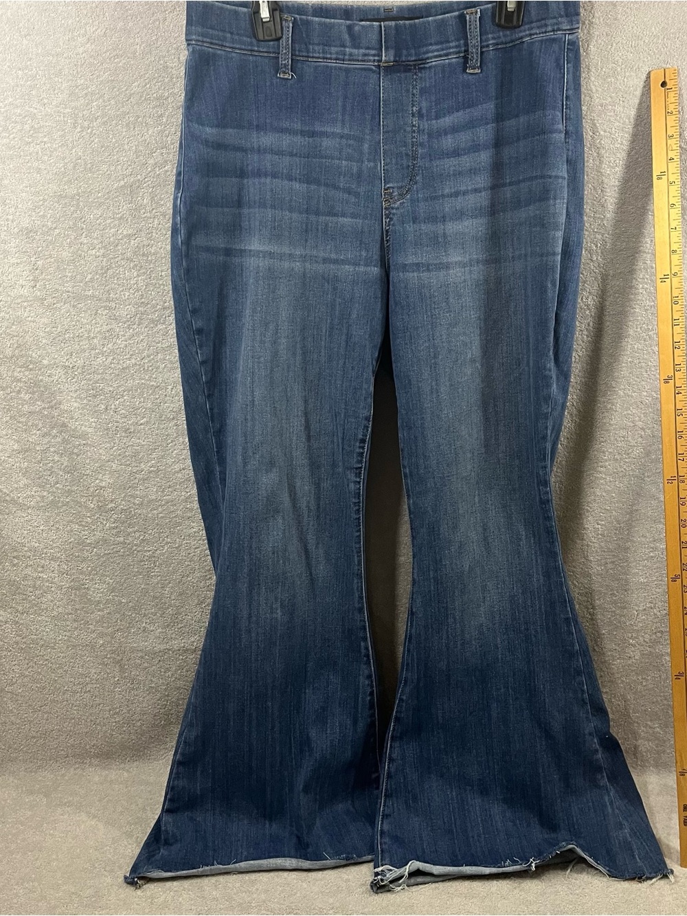Judy Blue Pull-On Super Flare Denim Jeans Women's 14W Blue JB88277 Raw Hem 32x30